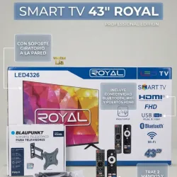 Smart Tv 43" Royal con base giratorio de pared.