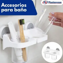 Soporte para baño para pasta y cepillo de dientes.