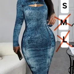 Vestido mangas largas imitación mezclilla.