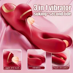Vibrador Rosa 3 en 1 – Succión, Vibración y Estimulación Completa.