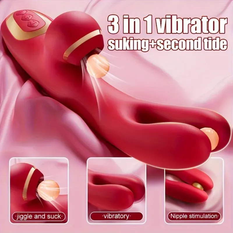 Vibrador Rosa 3 en 1 – Succión, Vibración y Estimulación Completa.