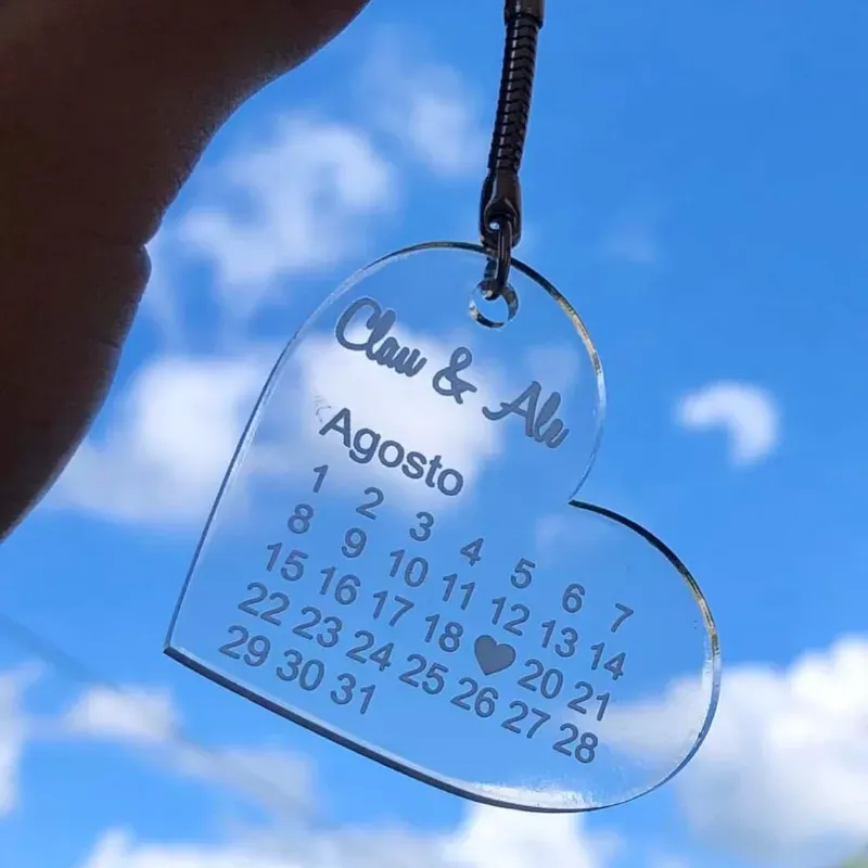 Llavero de acrílico transparente cifrado