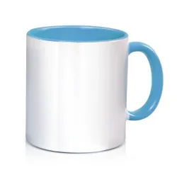 Taza blanca con asa e interior azul
