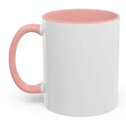 Taza blanca con asa e interior rosado