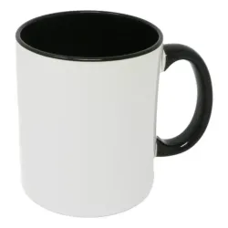 Taza blanca con asa negra 