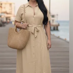 Vestido Largo Color Entero manga Corta