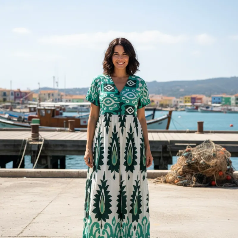 Vestido largo estampado 