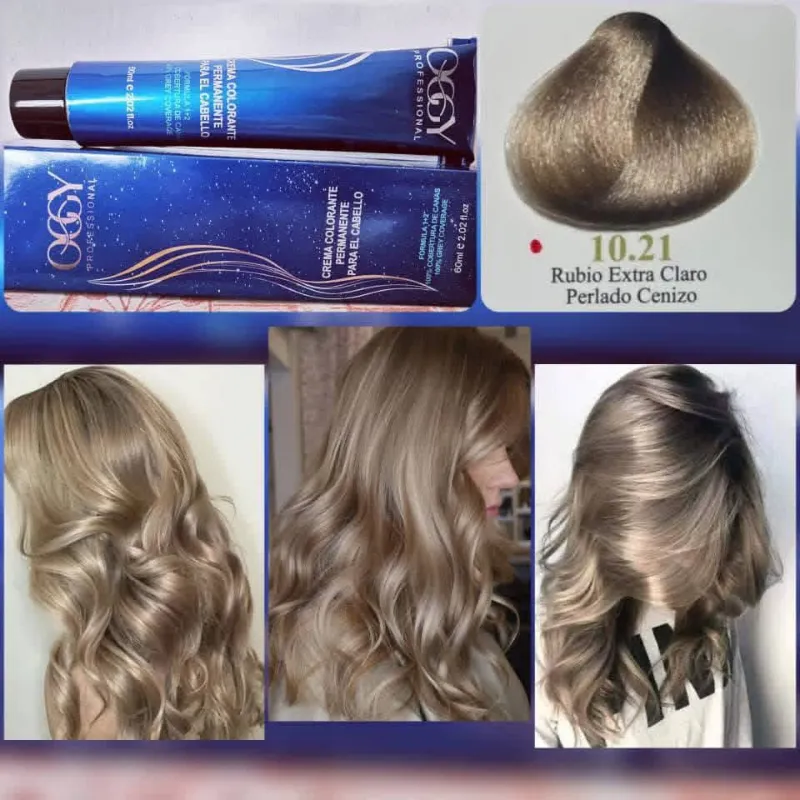 Tinte Oggy 10.21 Rubio Extra Claro Perlado Cenizo