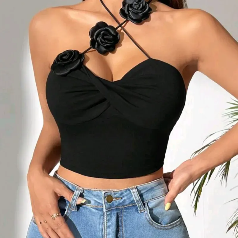 Blusa negra de flores 