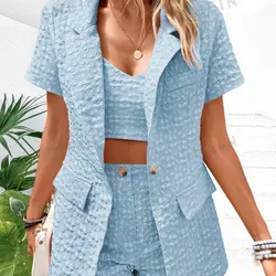 Conjunto azul de tres piezas