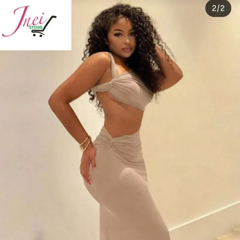 Conjunto de saya larga beige 