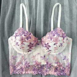 Corsé blanco con estampado floral