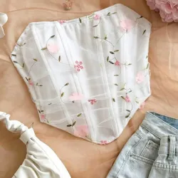 Corsé blanco y rosado 