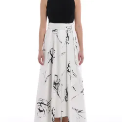 Vestido blanco y negro estampado floral 