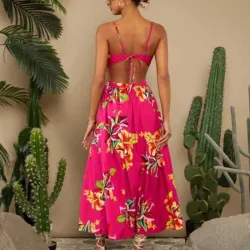 Vestido de estampado floral de espalda descubierta 