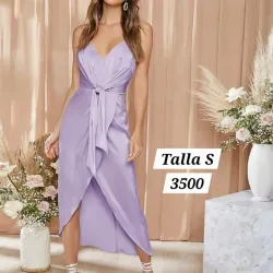 Vestido malva con lazo