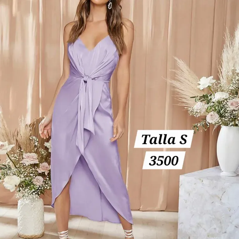 Vestido malva con lazo