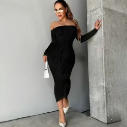 Vestido negro de manga larga 