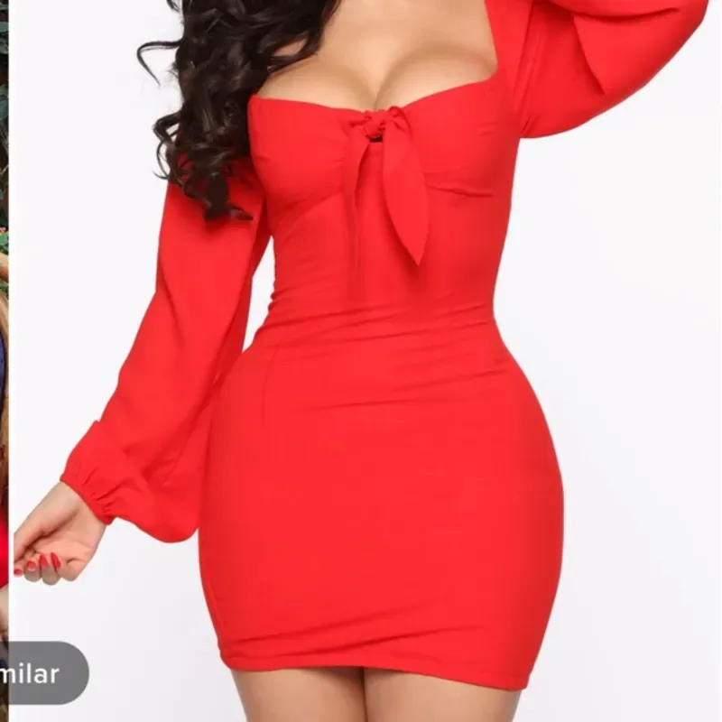 Vestido rojo mangas largas
