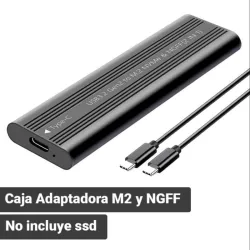 Caja Adaptadora SSD M.2 NVMe + SATA USB-C 10Gbps Enclosure Externo Soporta hasta 4TB. Aluminio. Negro 🔶