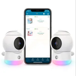 Cámara Monitor de Bebé con 2 Cámaras WiFi 1080p, Visión 360°, Audio Bidireccional, Luz Nocturna y App Hubble - Motorola Peekaboo 🔶