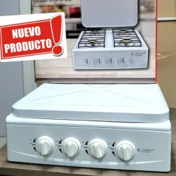 Cocina de gas de meseta con 4 quemadores y tapa de protección - CHALLENGER 🐻 🤍