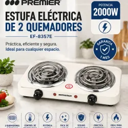 Cocina eléctrica de 2 hornillas - PREMIER 🐻