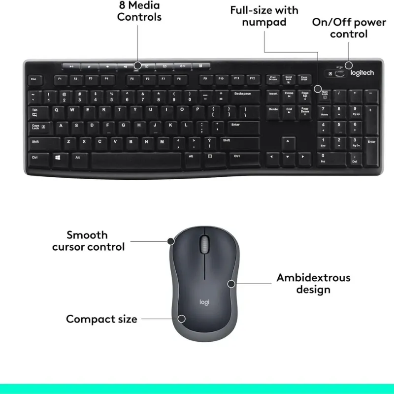 Combo de Teclado y Mouse inalámbricos Logitech para Windows 🌐