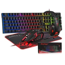 Combo Gamer RGB 4 en 1 Teclado Retroiluminado + Mouse Gaming + Auriculares con Micrófono + Alfombrilla 🌐