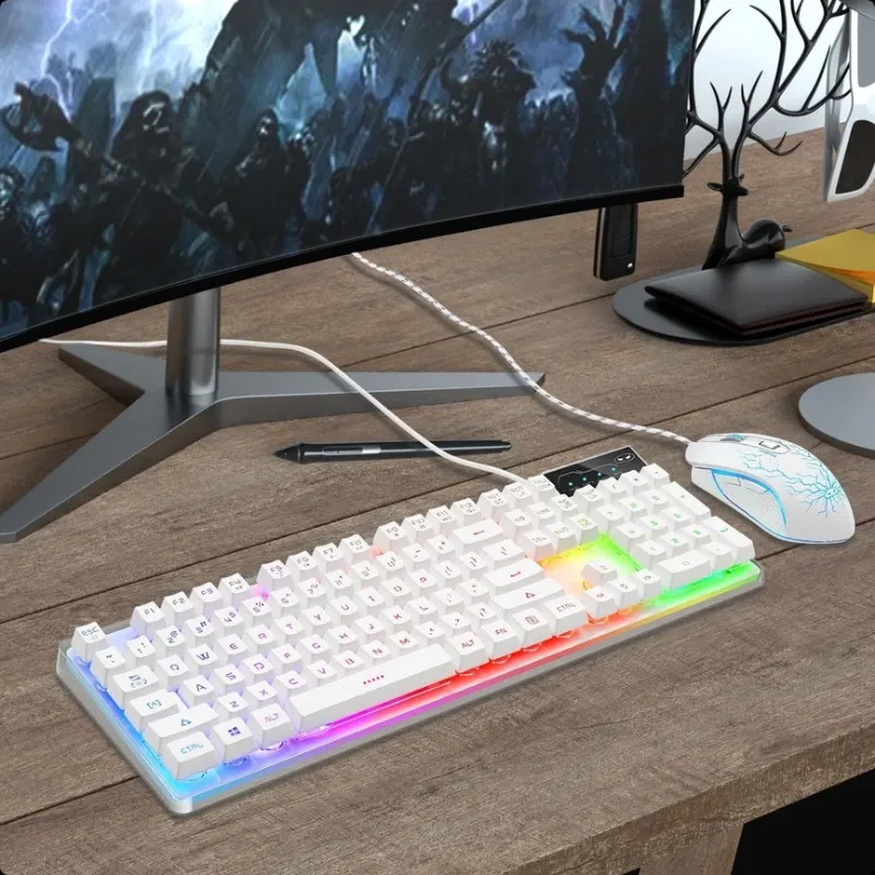 Combo Gamer Teclado RGB Retroiluminado + Mause Gaming USB 104 teclas para PC y Laptop - MageGee K1 🌐
