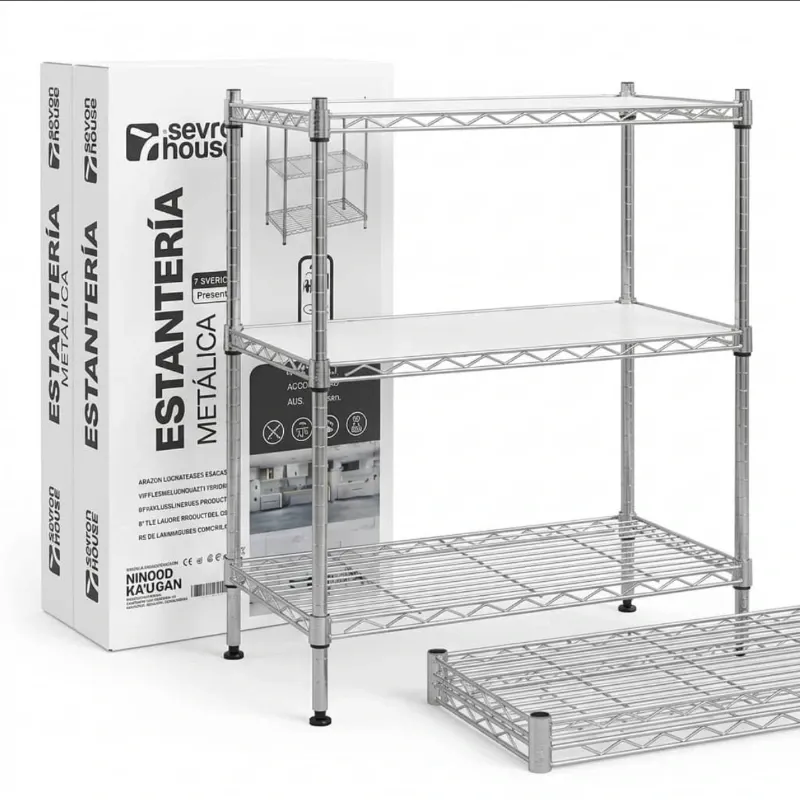 ESTANTE METÁLICO DE 3 NIVELES - 7HOUSE - HASTA 240KG 🏠