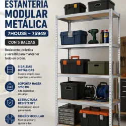 Estante Modular Metálico de 5 Niveles - 7house – Hasta 1250 Kg 🏠