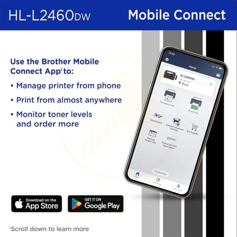Impresora láser Inalámbrica Brother - HL-L2460DW. Gris 🔶