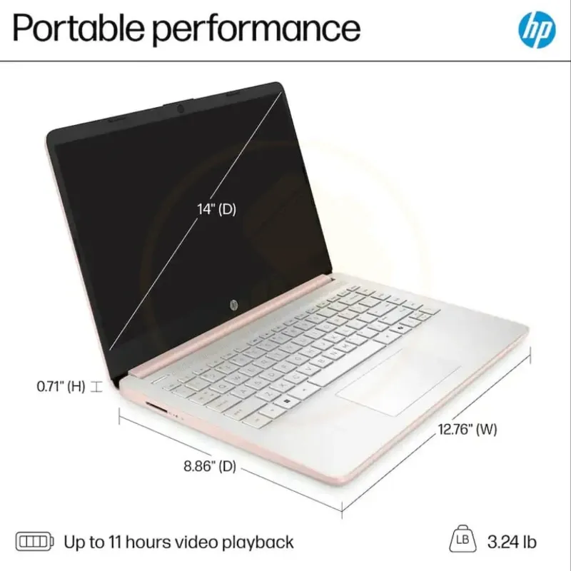 Laptop HP 14", Procesador Intel N150 (Modelo: 14-dq6015dx), 4 GB RAM, 128 GB UFS - Oro Rosa 🔶