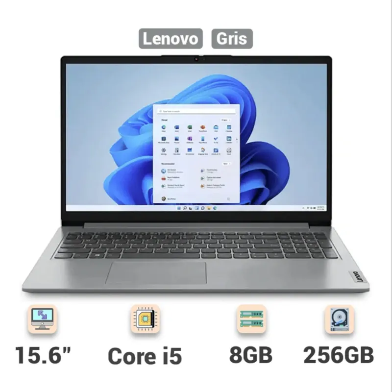 Laptop Lenovo IdeaPad 1 15.6" FHD Intel Core i5-1335U, 8GB RAM - 256GB SSD Más Base Enfriadora - Gris 🔶
