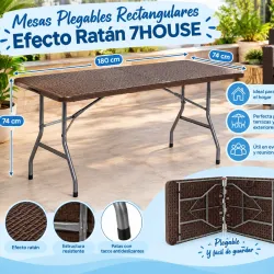 Mesas Plegables Rectangulares Efecto Ratán - 7 HOUSE 🏠