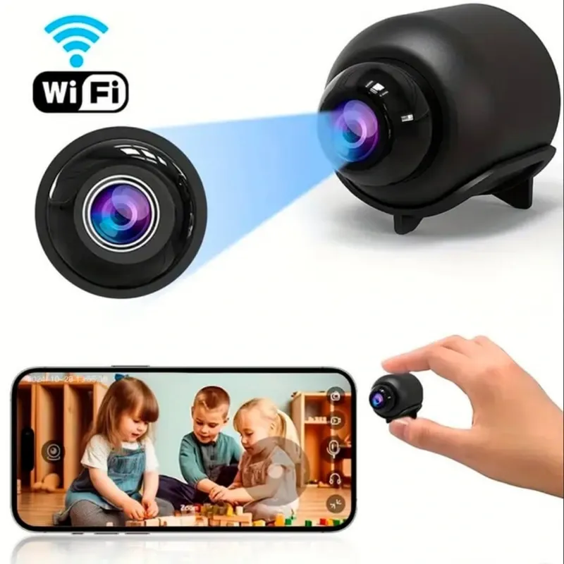 Mini Cámara WiFi 480P USB Negro - Conexión Inalámbrica y Control Remoto por App Android 🔶
