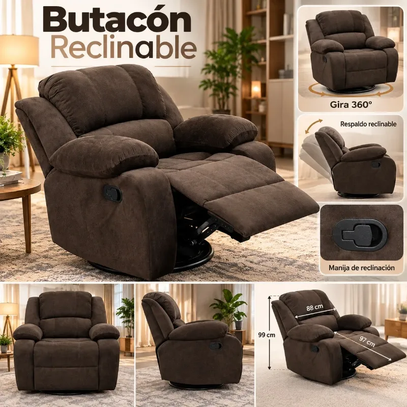 Sillón Butacón Reclinable Giratorio 🛋️🏠