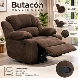 Sillón Butacón Reclinable Giratorio 🛋️🏠