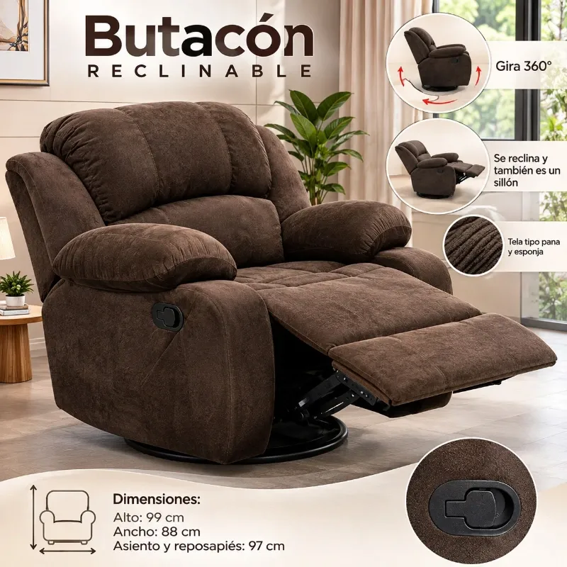 Sillón Butacón Reclinable Giratorio 🛋️🏠