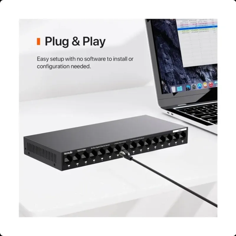 Switch Ethernet de 16 puertos Gigabit no administrado - Tenda TEG1116M 🌐