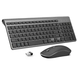 Teclado y Mouse Inalámbricos 2.4G JOYACCESS- Combo ergonómico delgado con Nano Receptor USB para PC, Laptop y Windows 🌐