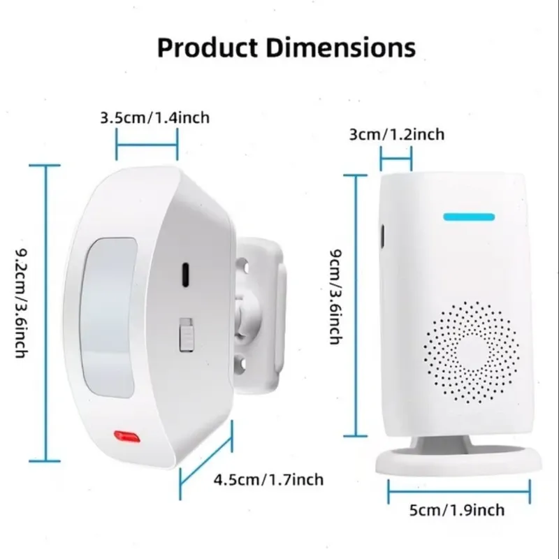 Timbre Alarma Inalámbrica Con Sensor Infrarrojo De Movimiento 3 Modos Y 4 Niveles De Volumen - KERUI 🔶