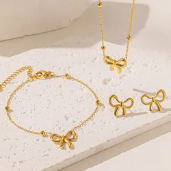 Set de cadena + pulso+ aretes de acero inoxidable