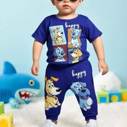 Conjunto azul de dibujos animados