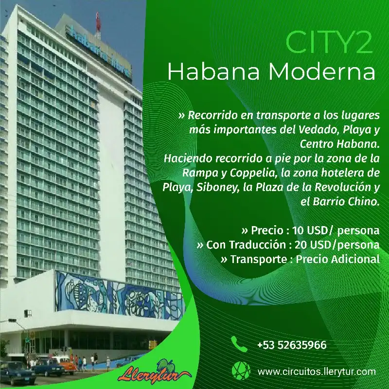 City-2 Tour por la Habana Moderna con transporte.