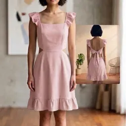 Vestido Espalda afuera rosado pastel
