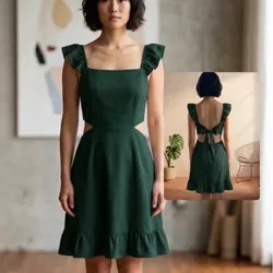 Vestido Espalda afuera verde