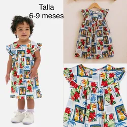 PRIMARK Bata de niña azul estampada 