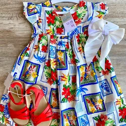 PRIMARK Bata de niña azul estampada 